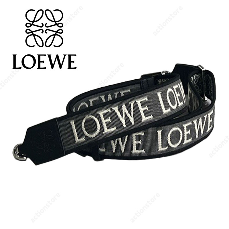 LOEWE ロエベ loewe ストラップ レザー Anagram leather-trimmed black-01 バッグストラップ プレゼント 人気 新品 レディース