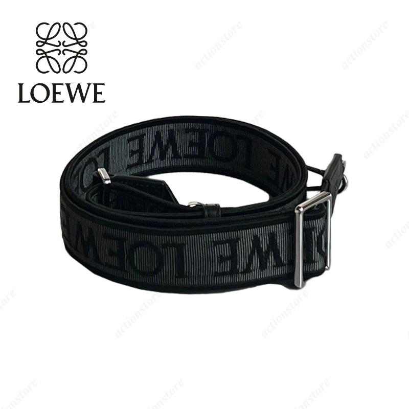 LOEWE ロエベ loewe ストラップ レザー Anagram leather-trimmed black-02 バッグストラップ プレゼント 人気